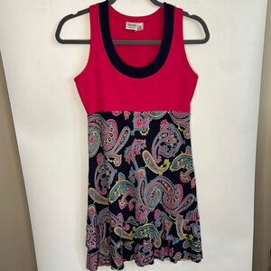 Pink and Navy Casual Sundress Sleeveless Scoop Neck